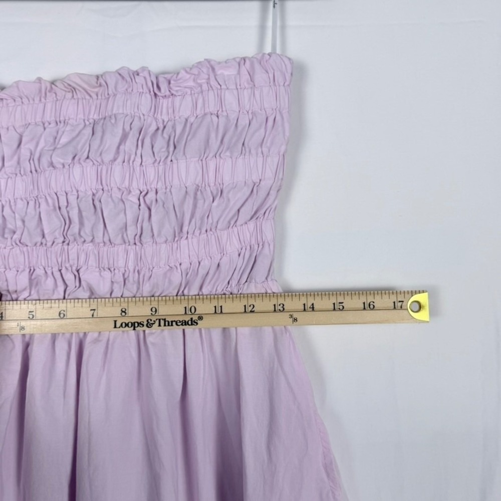 Lulus Lilac Midi Dress M Pink Sleeveless Smocked Summer Resort - Picture 9 of 11